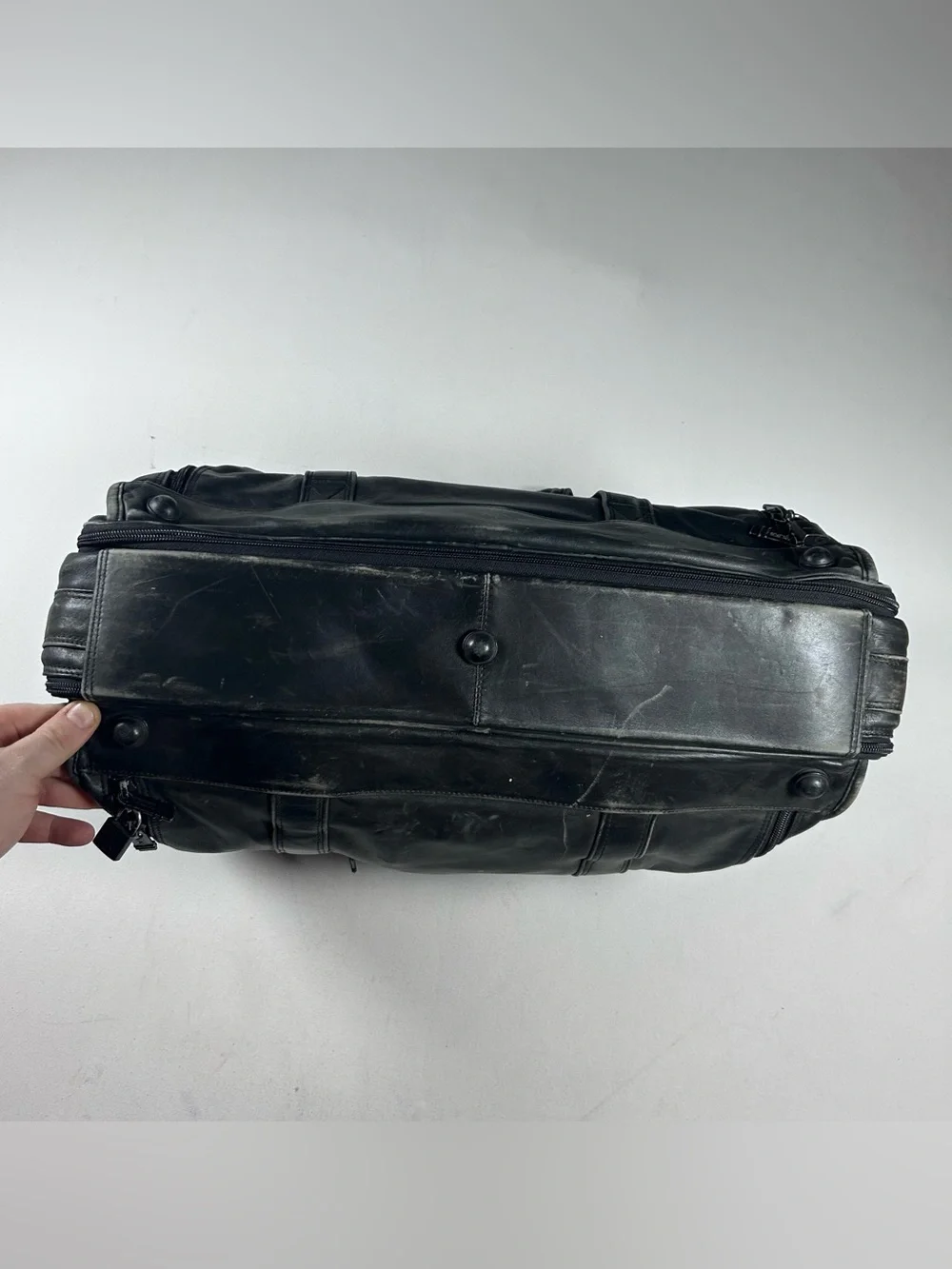 Tumi 978D3 Nappa Leather Expandable Carry On Duffle Weekender Bag 21